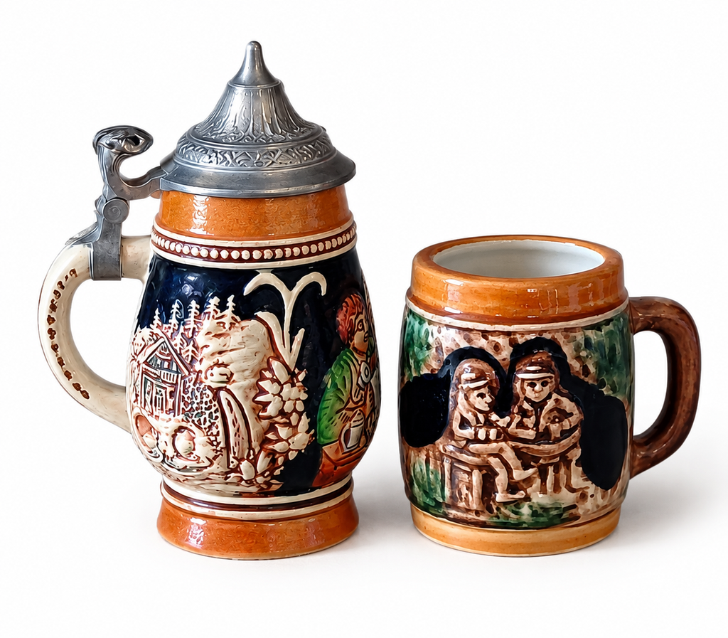 Lot de 2 chopes artisanales vintage – KING Western Germany